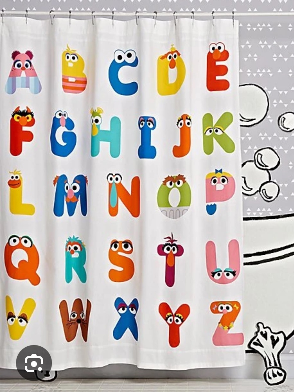 Crate & Barrel Sesame Street Shower Curtain and Bath Met Set